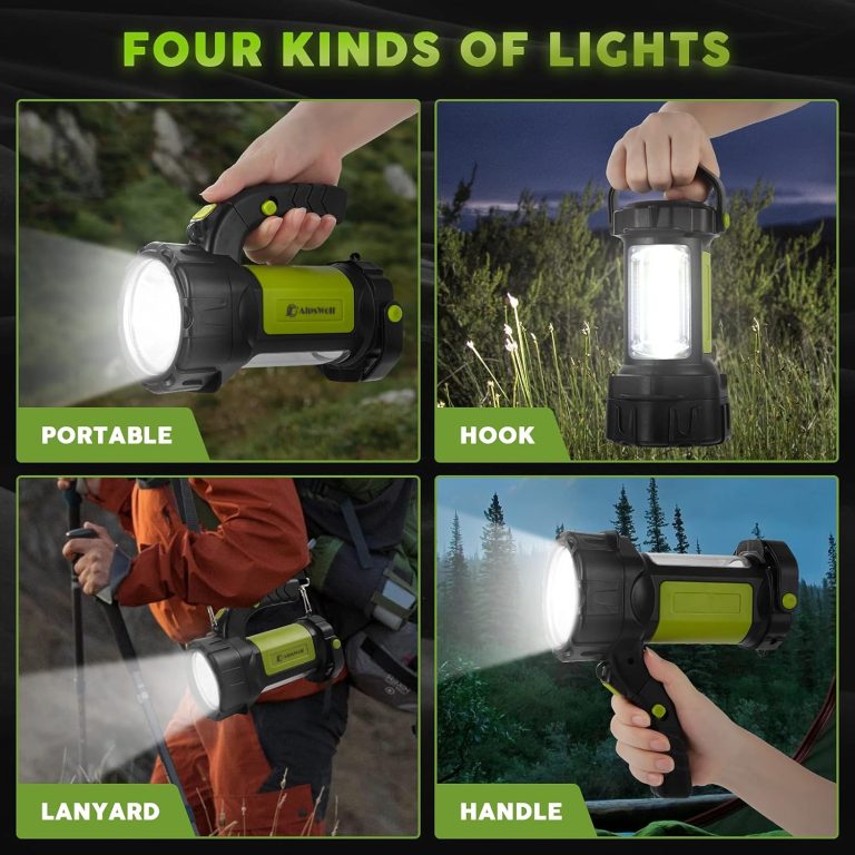 AlpsWolf Camping Lantern Rechargeable, LED Flashlight Spotlight Lantern with 800LM, 3600 Capacity Battery Powered, Portable Bright Camping Light for Emergency, Outdoor Hiking, Power Outages