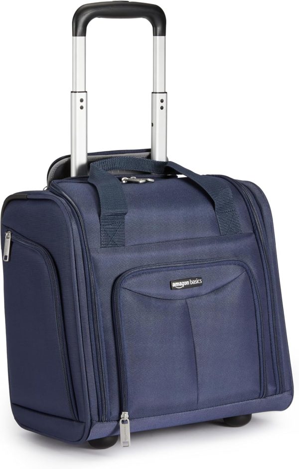 Underseat Carry On Luggage with Wheels - 14-Inch Rolling Travel Bag, Navy