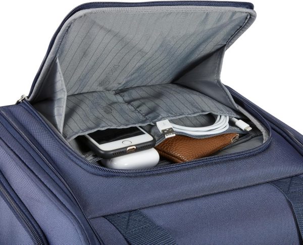 Underseat Carry On Luggage with Wheels - 14-Inch Rolling Travel Bag, Navy - Image 5