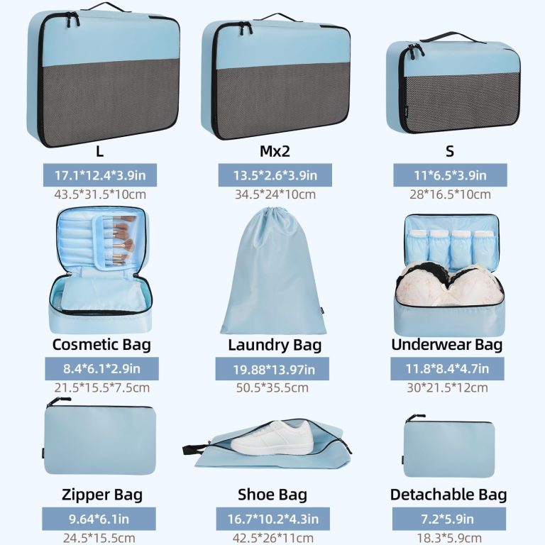 BAGAIL 8 Set/9 Set Packing Cubes Luggage Packing Organizer for Travel, Suitcase Packing Bags for Travel Accessories