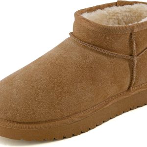 CUSHIONAIRE Women’s Hip 2 Genuine Suede Ankle Snow Boots – Pull-On with Cozy Faux Shearling Lining, +Memory Foam
