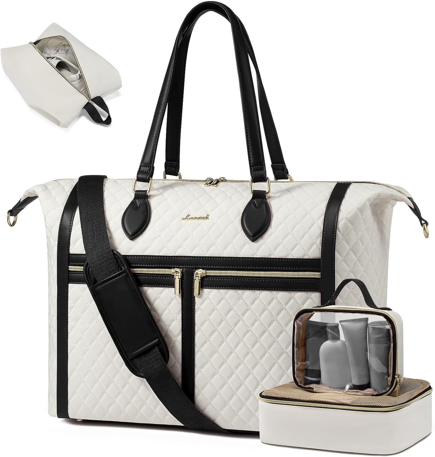 Travel Weekender Bags for Women, 4-in-1 Duffle Bag with Shoes Bag, Carry On Overnight Bag with Toiletry Bag & Wet Pocket, Large Travel Tote Bag Hospital Bag for Women Labor Delivery