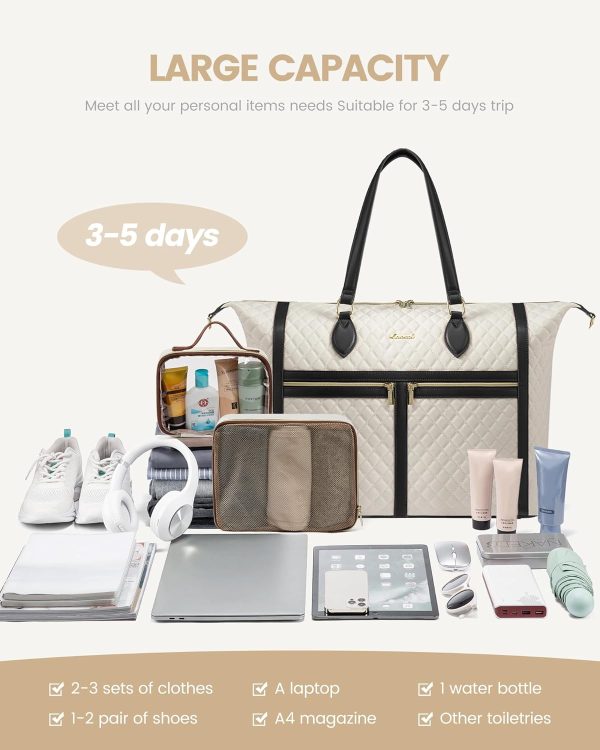 Travel Weekender Bags for Women, 4-in-1 Duffle Bag with Shoes Bag, Carry On Overnight Bag with Toiletry Bag & Wet Pocket, Large Travel Tote Bag Hospital Bag for Women Labor Delivery - Image 7