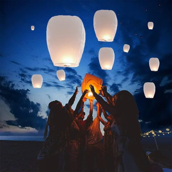 Paper Lanterns Have 6 Pack White, Chinese Lanterns to Release Make Outdoor Activities More Fun, Chinese Paper Lanterns is a Must Have Prop for Party and Memorial. - Image 3
