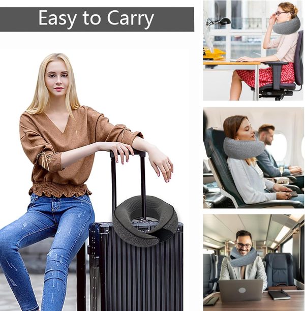 Travel Pillow for Airplanes, Pure Memory Foam Travel Pillow, 360° Support Stowable Pillows,Comfort and Breathability Neck Pillow for Travel, Car Rides, and Home Use - Image 7