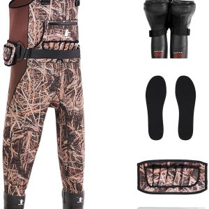Waterfowl Hunting Waders for Women, Waterproof Duck Hunting Waders Female Insulated Neoprene Chest Wader Camo Bootfoot Wader with Boot Hanger for Fishing Breathable Hunter Waders Weighters