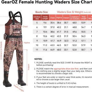 Waterfowl Hunting Waders for Women, Waterproof Duck Hunting Waders Female Insulated Neoprene Chest Wader Camo Bootfoot Wader with Boot Hanger for Fishing Breathable Hunter Waders Weighters